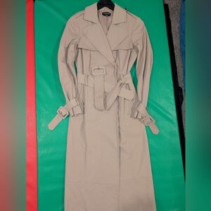 Long khaki trench coat